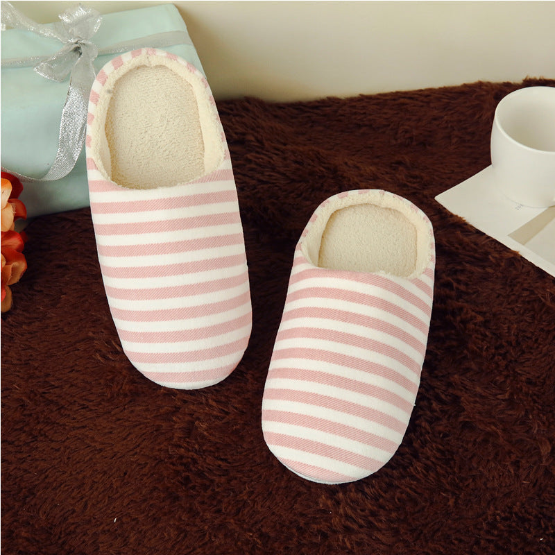 Softsoled Ultrasoft Velvet Cotton Slippers Striped Indoor Floor And Home Cotton Slippers