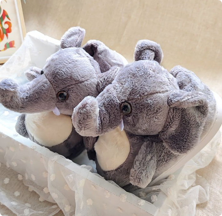 Cotton Slippers With Warm Plush Heel Padding