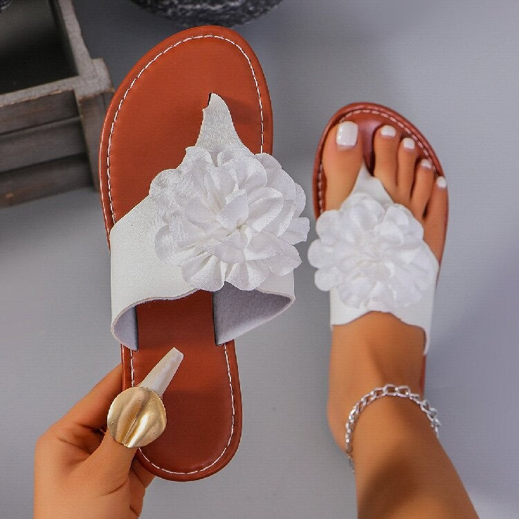Sweet Flower Flat Slippers Casual Versatile Beach Sandals