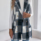 Women's Plaid Double-Breasted Pocket Tweed Long Vest