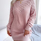 Fashion Hollow Out Off-Shoulder Long Sleeve Pullover Sweater Dress