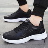Black Leather-uppers Waterproof And Non-slip Running And Casual Shoes
