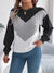 Women Casual Color Block Cable Knit Lantern Sleeve Pullover Sweater