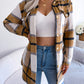 Women's Color-Blocked Plaid Long Sleeve Tie-Waist Thick Tweed Coat