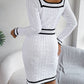 Elegant Square Neck Button Long Sleeve Sweater Dress