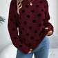 Casual Color Block Polka Dot Long Sleeve Pullover Sweater