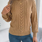 Women Casual Solid Color Hollow Out Lantern Sleeve Pullover Sweater