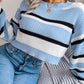 Casual Striped Long Sleeve Cropped Knit Sweater