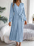 Women's Elegant V-Neck Button Tie-Waist Flared Pleated Maxi Dress