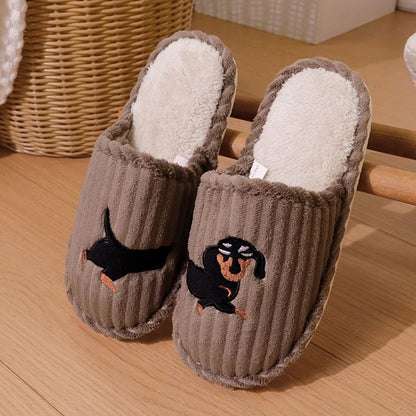 Cartoon Dog Pattern Women's Indoor Slippers Autumn Winter