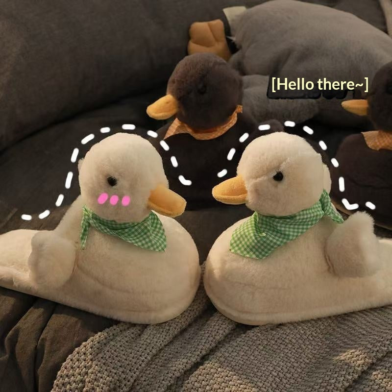 Cute Cartoon Cotton Slippers For Women Non-Slip Furry Indoor