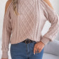 Casual Cable Knit Off-Shoulder Half Turtleneck Long Sleeve Pullover Sweater