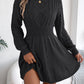 Solid Color Cable Knit Waist Cinched Lantern Sleeve Sweater Dress