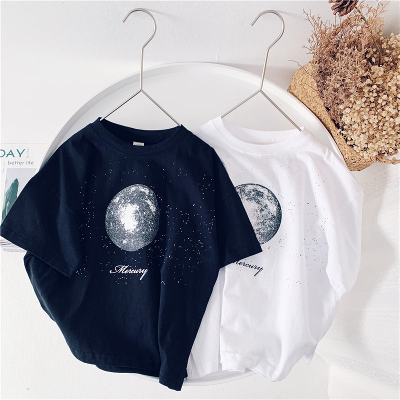 Xiaojiejia Boys Short Sleeve T-shirt New Baby Tops Summer Korean Cartoon Print Girls Trendy Clothing