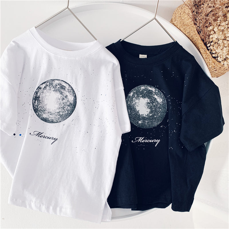 Xiaojiejia Boys Short Sleeve T-shirt New Baby Tops Summer Korean Cartoon Print Girls Trendy Clothing
