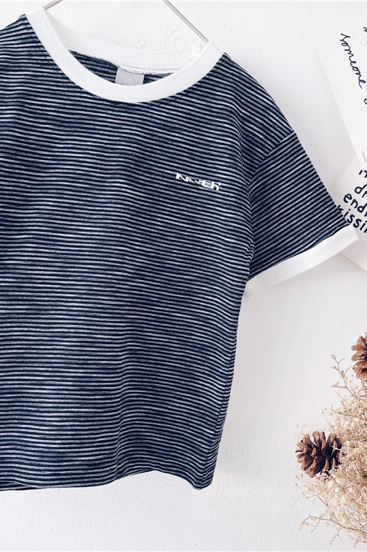 New Summer Boy T-Shirt Baby Short-Sleeved Children'S Striped Round Neck T-Shirt Loose And Versatile Compassionate