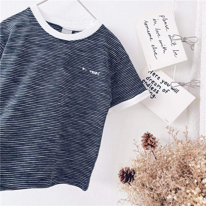 New Summer Boy T-Shirt Baby Short-Sleeved Children'S Striped Round Neck T-Shirt Loose And Versatile Compassionate