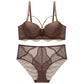 French Lace Splicing Hollow-out Sexy Bra Suit