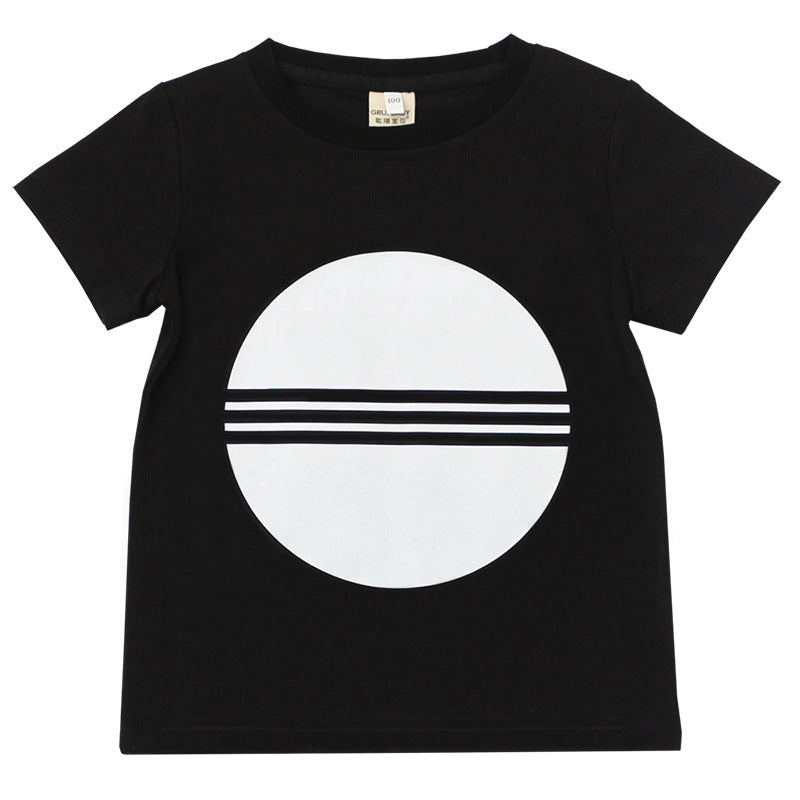 Black And White Short-Sleeved T-Shirts For Boys And Girls