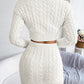 Casual Cable Knit Cropped Sweater Bodycon Dress Set