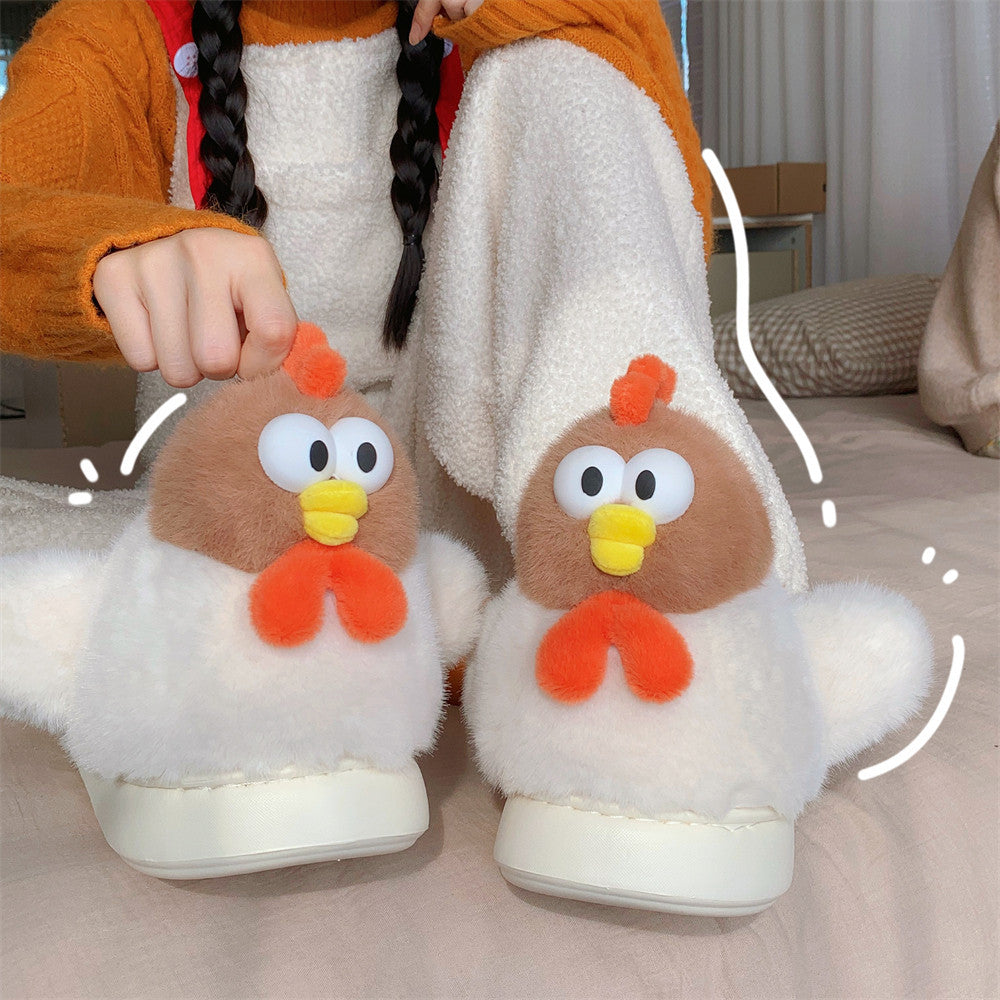 Cute Warm Furry Cotton Funny Cartoon Chick Cotton Slippers