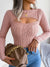 European & American Fashion Hollow Out Cable Knit Long Sleeve Sweater