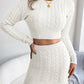 Casual Cable Knit Cropped Sweater Bodycon Dress Set
