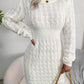 Casual Cable Knit Waist Cinched Bodycon Sweater Dress
