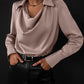 Collared Long-Sleeve Shirts Fashion Commuter Solid Color Blouse Casual Business Tops Women's Clothing