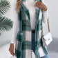 Women's Plaid Double-Breasted Pocket Tweed Long Vest
