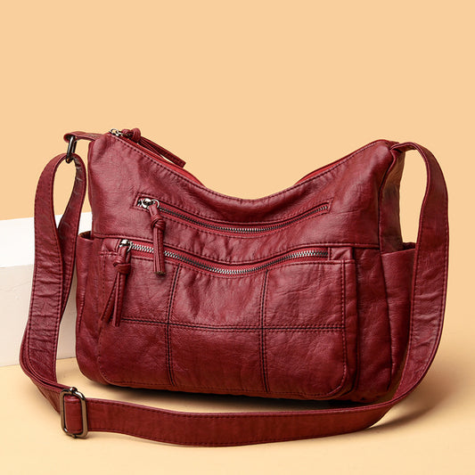 Womens Solid-Color Casual Shoulder Crossbody Bag
