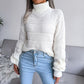 Women Turtleneck Long Sleeve Hollow Out Base Knit Sweater