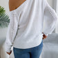 Women Casual Solid Color Hollow Out Off-Shoulder Long Sleeve Pullover Sweater