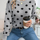 Casual Color Block Polka Dot Long Sleeve Pullover Sweater