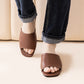 Womens PU Leather Plain Color Simple Slippers For Home Use