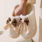Bow Slippers Indoor Couple Non-slip Floor Bedroom Slippers Winter Warm Plush Home Shoes Household Indoor Warm