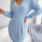 Fashion Cinched Waist Cable Knit Bodycon Sweater Dress