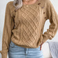 Casual Square Neck Buttoned Cable Knit Pullover Sweater