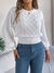 Solid Color Cable Knit Lantern Sleeve Cinched Pullover Sweater