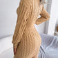 Fashion Cinched Waist Cable Knit Bodycon Sweater Dress