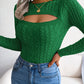European & American Fashion Hollow Out Cable Knit Long Sleeve Sweater