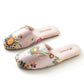 Women's Embroidered Floral Ox-Tendon Sole Plush Slippers