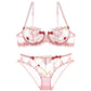 Underwear explosions transparent mesh embroidered bra bra set