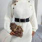 Casual Buttoned High Neck Long Sleeve Sweater Dress