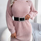 Casual Buttoned High Neck Long Sleeve Sweater Dress