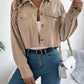 Casual Pocket Long Sleeve Corduroy Short Jacket Coat