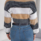 Women Casual Color Block Lantern Sleeve Cropped Pullover Sweater