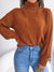 Women Turtleneck Cable Knit Lantern Sleeve Sweater Top