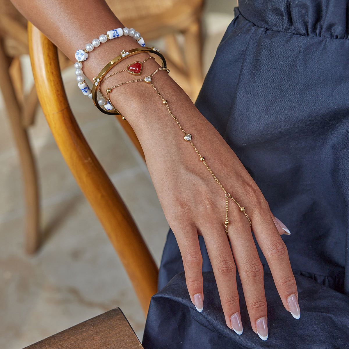 Stainless Steel Cherry Bracelet With Diamonds Adjustable And Openable