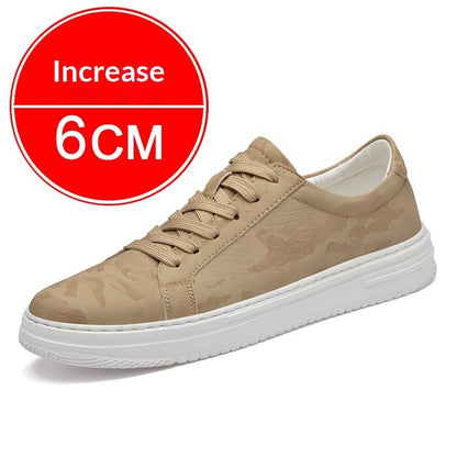 Mens Invisible Height Increasing Thick Soled Elevating Shoes Mens Casual White Trendy Athletic Sneakers